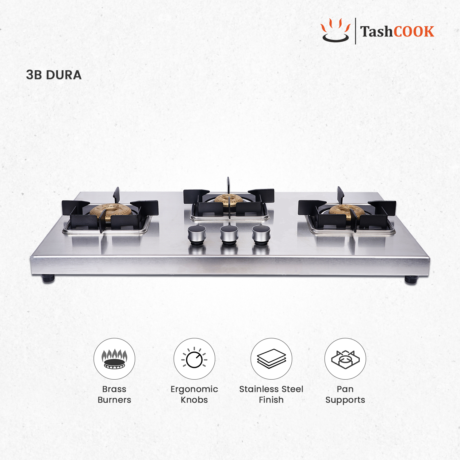 3B DURA Gas Stove 3 Brass Burners